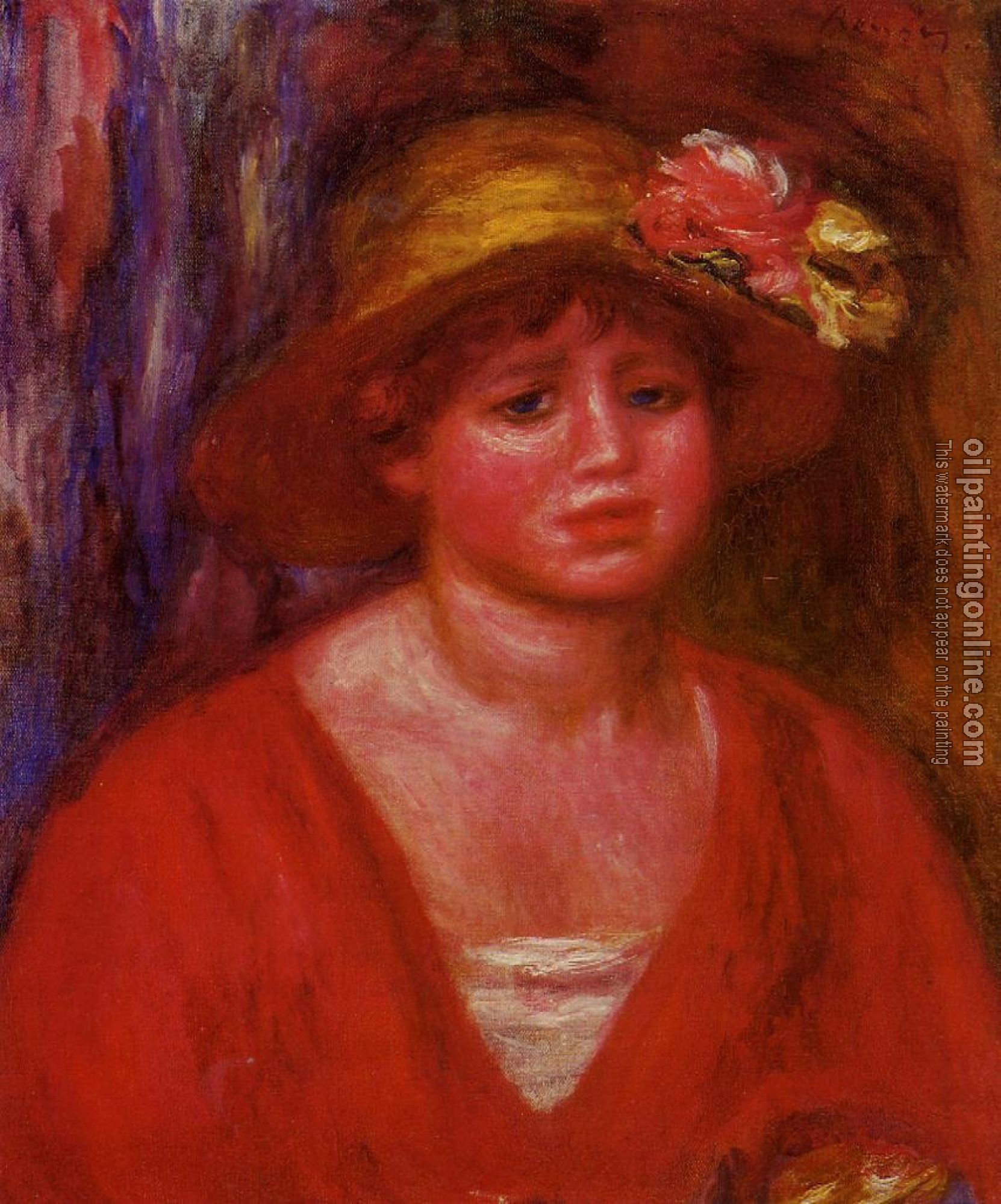 Renoir, Pierre Auguste - Bust of a Young Woman in a Red Blouse